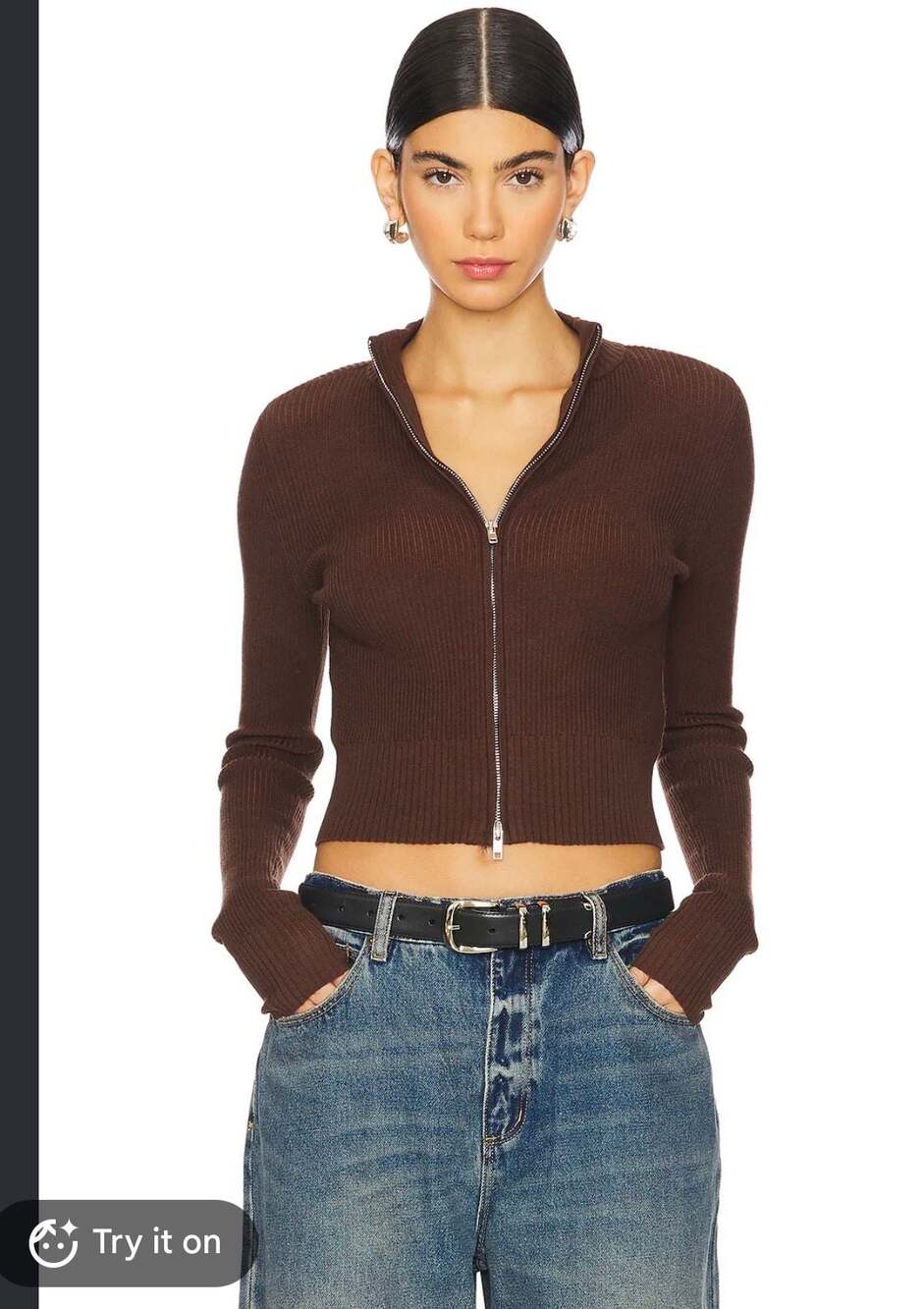Lovers and Friends Roxana Zip Sweater in Brown